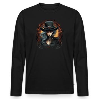 Emo Steampunk Mädchen - Männer Premium Bio Langarmshirt - Schwarz - Vorne - Nico (187cm)