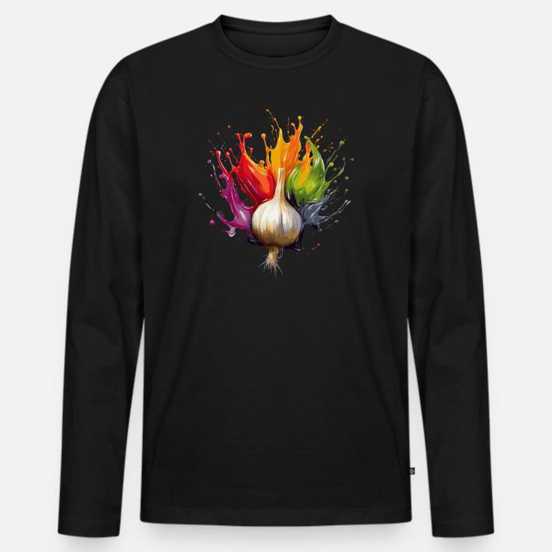Knoblauch - Männer Premium Bio Langarmshirt - Schwarz