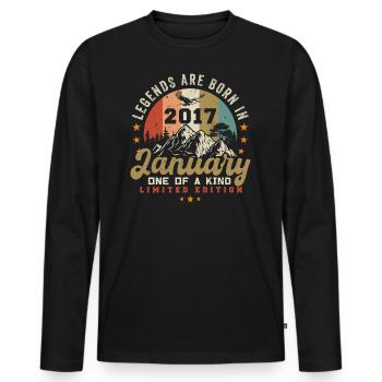 January vintage 2017 - 7th birthday gift - Men's Premium Organic Long Sleeve Shirt - black - Front - Nico (187cm)