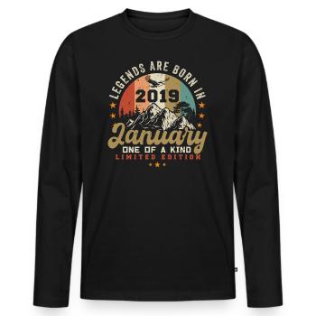 January vintage 2019 - 5th birthday gift - Men's Premium Organic Long Sleeve Shirt - black - Front - Nico (187cm)