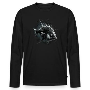 Funny Scary Fish - Men's Premium Organic Long Sleeve Shirt - black - Front - Nico (187cm)