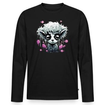 Lustiges Grufti Schaf - Männer Premium Bio Langarmshirt - Schwarz - Vorne - Nico (187cm)