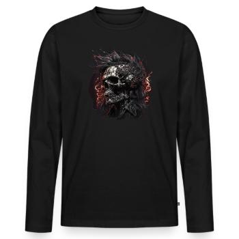 Cyborg Zombie Skull Disc Jockey - Men's Premium Organic Long Sleeve Shirt - black - Front - Nico (187cm)