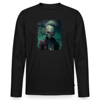 Alien Zombie Punk - T-shirt manches longues Premium bio Homme - noir - Devant - Nico (187cm)