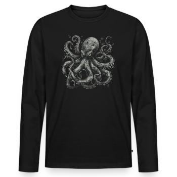 Kraken sinistre - T-shirt manches longues Premium bio Homme - noir - Devant - Nico (187cm)