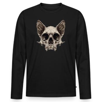 Crâne de chat zombie - T-shirt manches longues Premium bio Homme - noir - Devant - Nico (187cm)