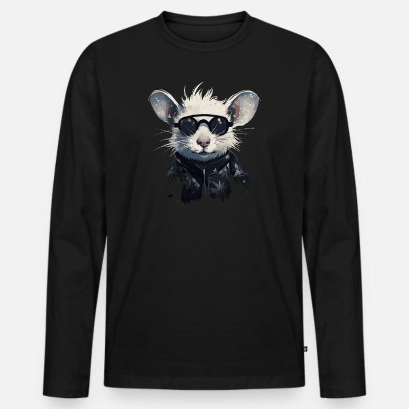 Coole Ratte - Männer Premium Bio Langarmshirt - Schwarz
