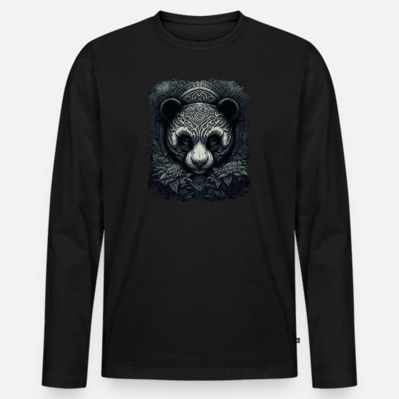 Panda Kunst - Männer Premium Bio Langarmshirt - Schwarz