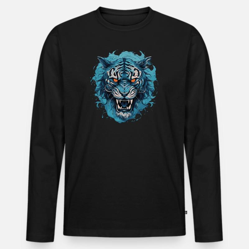 Tiger - Männer Premium Bio Langarmshirt - Schwarz