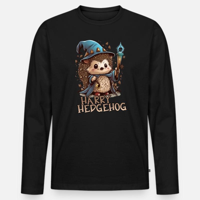 Harry Hedgehog Der Zauberer - Männer Premium Bio Langarmshirt - Schwarz