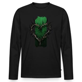 Dévotion épineuse : branche d’épine en forme de cœur - T-shirt manches longues Premium bio Homme - noir - Devant - Nico (187cm)