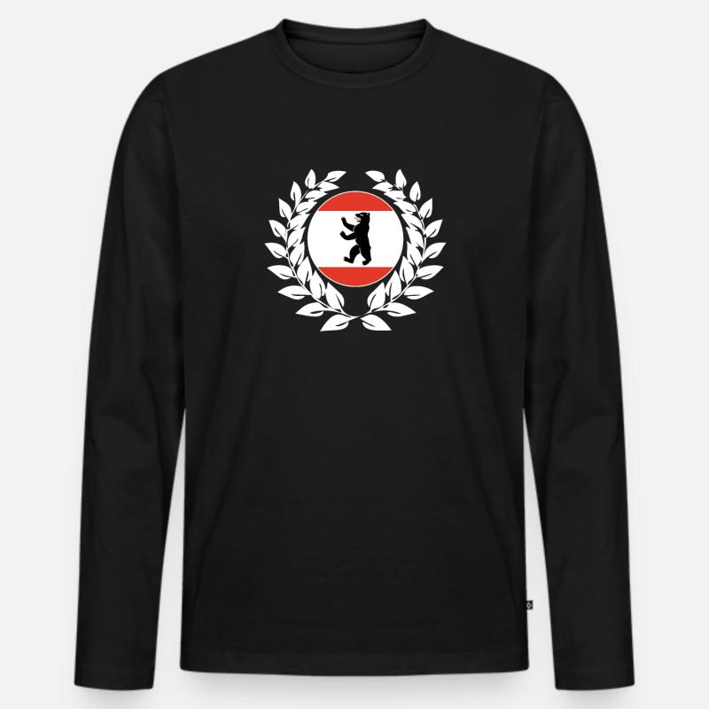 Berlin Lorbeerkranz - Männer Premium Bio Langarmshirt - Schwarz