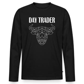 Börse Aktie Day Trader mit Bullenkopf - Männer Premium Bio Langarmshirt - Schwarz - Vorne - Nico (187cm)