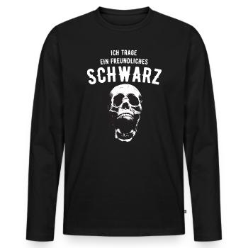 Schädel Totenkopf Skull ein freundliches schwarz - Männer Premium Bio Langarmshirt - Schwarz - Vorne - Nico (187cm)
