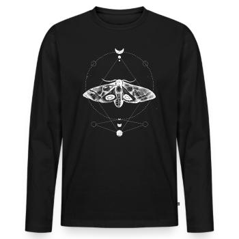 Occult Gohtic Wicca moon phases with moth - Men's Premium Organic Long Sleeve Shirt - black - Front - Nico (187cm)