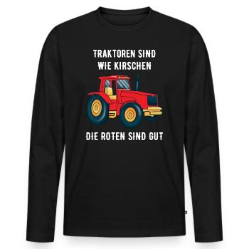 Traktoren sind wie Kirschen Traktor Bauer Landwirt - Männer Premium Bio Langarmshirt - Schwarz - Vorne - Nico (187cm)