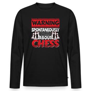 Échecs d’avertissement spontanée discours sur chess - T-shirt manches longues Premium bio Homme - noir - Devant - Nico (187cm)