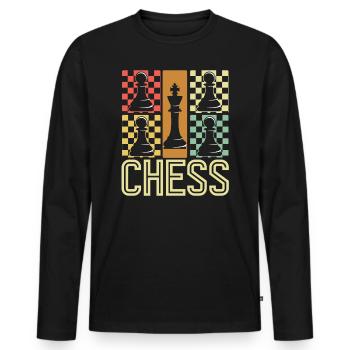 Chess Chess piece Chess with chessboard - Men's Premium Organic Long Sleeve Shirt - black - Front - Nico (187cm)