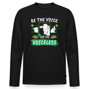 Vegan Animal Free Soyez la voix des sans-voix - T-shirt manches longues Premium bio Homme - noir - Devant - Nico (187cm)