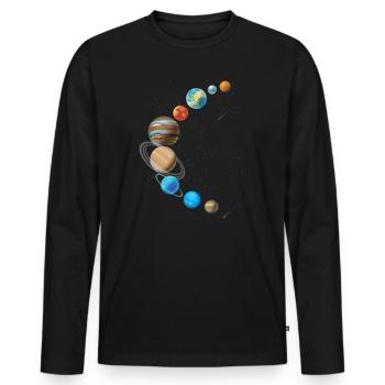 Space Space Solar system in cresnel shape - Men's Premium Organic Long Sleeve Shirt - black - Front - Nico (187cm)