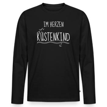 Küste Sprüche Im Herzen Küstenkind - Männer Premium Bio Langarmshirt - Schwarz - Vorne - Nico (187cm)