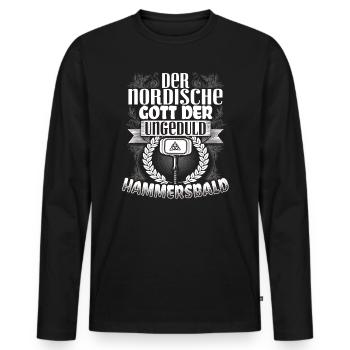 Der nordische Gott der Ungeduld Wikinger - Männer Premium Bio Langarmshirt - Schwarz - Vorne - Nico (187cm)