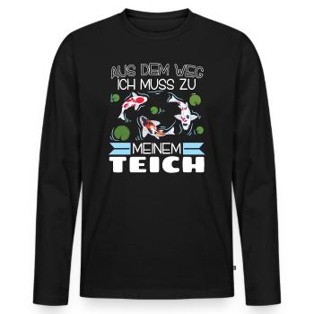Aus dem Weg ich muss zu meinem Teich Koi Züchter - Männer Premium Bio Langarmshirt - Schwarz - Vorne - Nico (187cm)