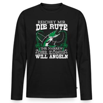 Fischer Reichet mir die Rute der König will angeln - Männer Premium Bio Langarmshirt - Schwarz - Vorne - Nico (187cm)