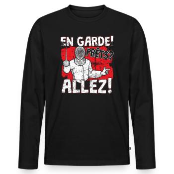 Fechten En Garde prets allez Fechter Degen Florett - Männer Premium Bio Langarmshirt - Schwarz - Vorne - Nico (187cm)