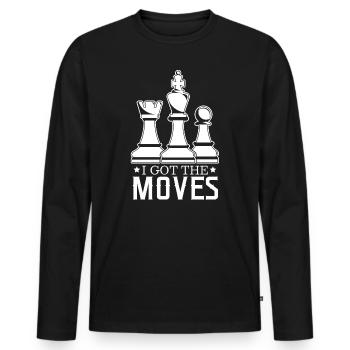 Échiquier d'échecs j'ai les coups - T-shirt manches longues Premium bio Homme - noir - Devant - Nico (187cm)