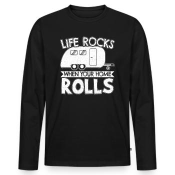 Campen Outdoor Wohnwagen Geschenk - Männer Premium Bio Langarmshirt - Schwarz - Vorne - Nico (187cm)
