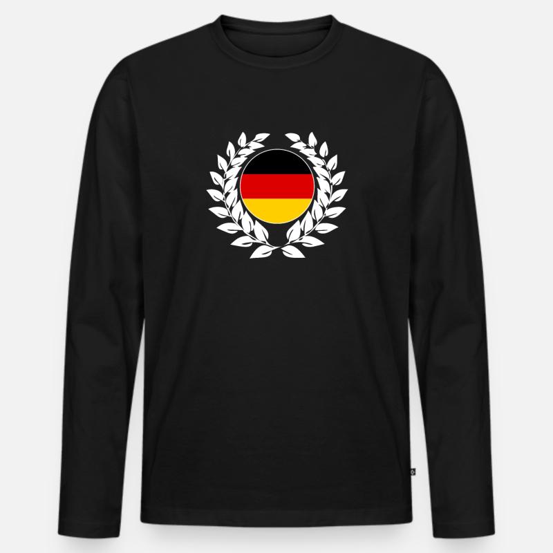 Deutschland Lorbeerkranz - Männer Premium Bio Langarmshirt - Schwarz