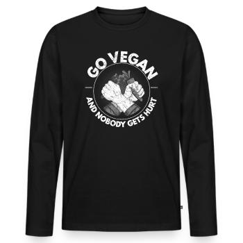 Devenez végétalien et personne ne se blesse les végétariens végétaliens - T-shirt manches longues Premium bio Homme - noir - Devant - Nico (187cm)