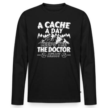 A Cach a Day Geochaching Geochache Geocache - Men's Premium Organic Long Sleeve Shirt - black - Front - Nico (187cm)