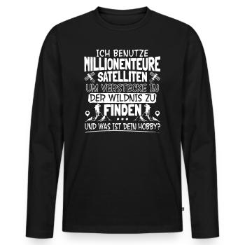 Geochaching Geochache Geocacher Geocach Satelliten - Männer Premium Bio Langarmshirt - Schwarz - Vorne - Nico (187cm)
