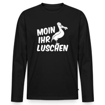 Moin Ihr Luschen Stralsund Ostsee Urlaub - Männer Premium Bio Langarmshirt - Schwarz - Vorne - Nico (187cm)