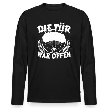 Fallschirmspringer Die Tür war offen Fallschirm - Männer Premium Bio Langarmshirt - Schwarz - Vorne - Nico (187cm)