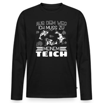 Koi Karpfen Aus dem Weg ich muss zu meinem Teich - Männer Premium Bio Langarmshirt - Schwarz - Vorne - Nico (187cm)