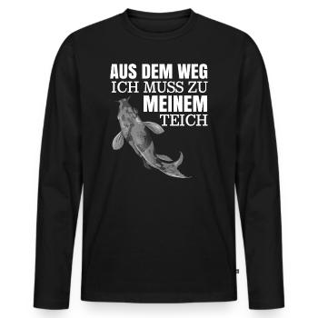 Aus dem Weg ich muss zu meinem Koi Teich - Männer Premium Bio Langarmshirt - Schwarz - Vorne - Nico (187cm)