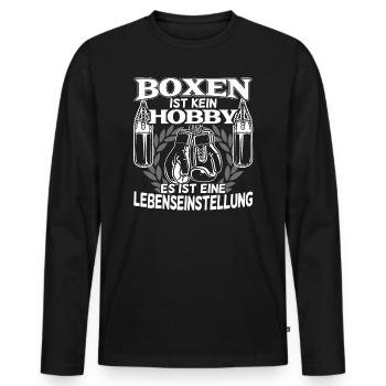 Boxer Boxkampf Boxen ist eine Lebenseinstellung - Männer Premium Bio Langarmshirt - Schwarz - Vorne - Nico (187cm)