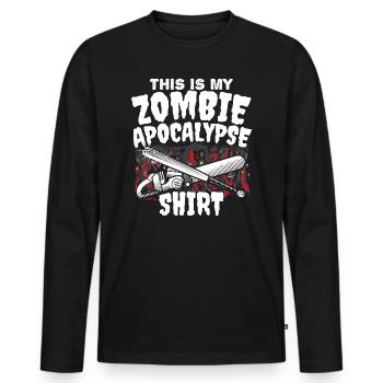 Zombie-Jäger Zombieapokalypse Halloween - Männer Premium Bio Langarmshirt - Schwarz - Vorne - Nico (187cm)