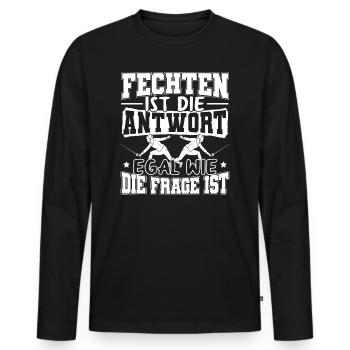 Fechten ist die Antwort - Männer Premium Bio Langarmshirt - Schwarz - Vorne - Nico (187cm)