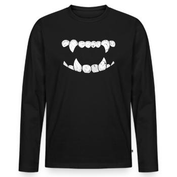 Vampire Vampire Vampire Teeth Bloodsucker Halloween - Men's Premium Organic Long Sleeve Shirt - black - Front - Nico (187cm)