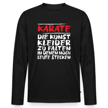 Karate Kunst Kampfsportler Selbstverteidigung - Männer Premium Bio Langarmshirt - Schwarz - Vorne - Nico (187cm)