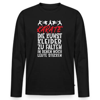 Karate Spruch Kunst Kampfsportler Training - Männer Premium Bio Langarmshirt - Schwarz - Vorne - Nico (187cm)