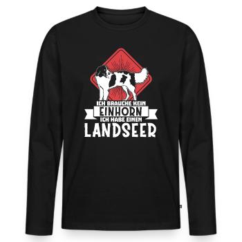 Einhorn Ich habe einen Landseer Hund Hundebesitzer - Männer Premium Bio Langarmshirt - Schwarz - Vorne - Nico (187cm)