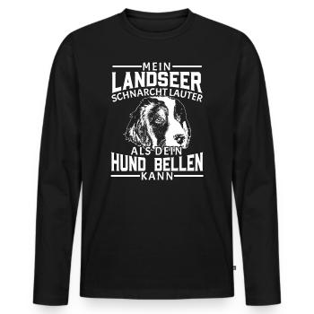 Mein Landseer schnarcht lauter als dein Hund bellt - Männer Premium Bio Langarmshirt - Schwarz - Vorne - Nico (187cm)