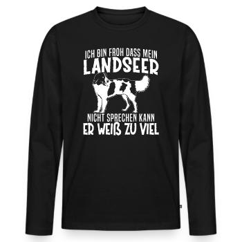 Hund Hunde Hundefreund Mein Landseer weiß zu viel - Männer Premium Bio Langarmshirt - Schwarz - Vorne - Nico (187cm)