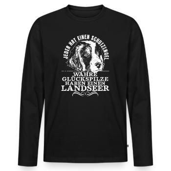 Glückspilze haben Landseer Hund Hundebesitzer - Männer Premium Bio Langarmshirt - Schwarz - Vorne - Nico (187cm)