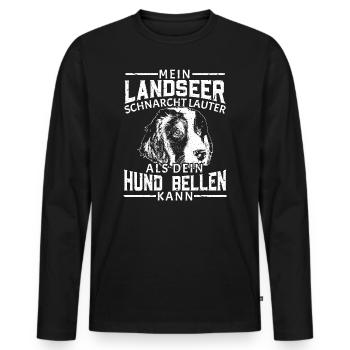 Mein Landseer schnarcht lauter als dein Hund bellt - Männer Premium Bio Langarmshirt - Schwarz - Vorne - Nico (187cm)